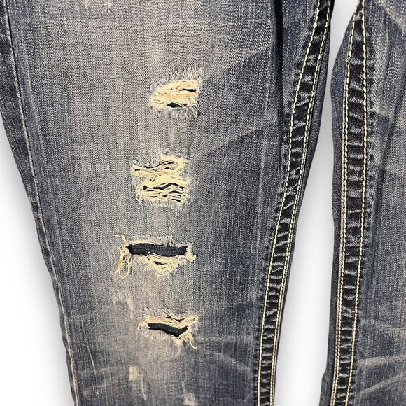 BKE Derek Jeans Straight Leg Blue Distressed Denim Rugged Classic Fit 30L - Picture 3 of 11